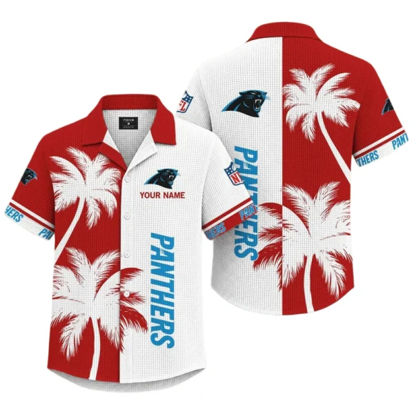 Carolina Panthers Hawaiian Shirt Premium Lightweight Waffle Knit Customize Name