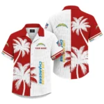 Los Angeles Chargers Hawaiian Shirt Premium Lightweight Waffle Knit Customize Name