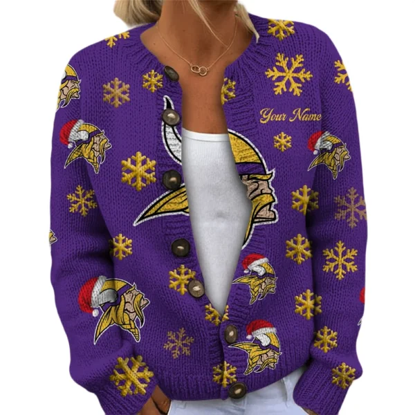 Minnesota Vikings Women’s Knit Sweater New 2026 Customize Name