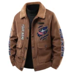 Columbus Blue Jackets Men's Sherpa Collar Casual Jacket Button Front Casual Outerwear