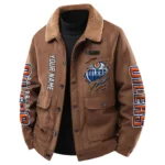 Edmonton Oilers Men's Sherpa Collar Casual Jacket Button Front Casual Outerwear