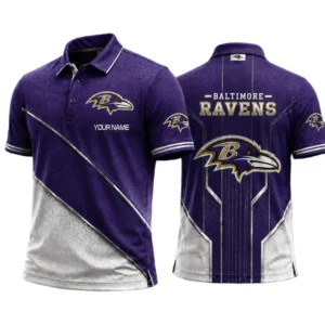 Baltimore Ravens Men’s Button Short Sleeve Polo Bottom Slit 2026 Limited Customize Name