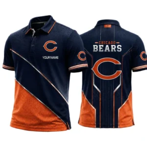 Chicago Bears Men’s Button Short Sleeve Polo Bottom Slit 2026 Limited Customize Name