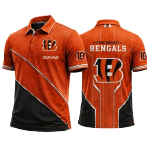 Cincinnati Bengals Men’s Button Short Sleeve Polo Bottom Slit 2026 Limited Customize Name