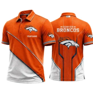 Denver Broncos Men’s Button Short Sleeve Polo Bottom Slit 2026 Limited Customize Name