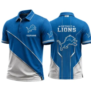 Detroit Lions Men’s Button Short Sleeve Polo Bottom Slit 2026 Limited Customize Name