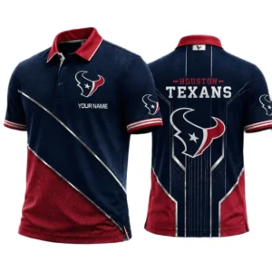Houston Texans Men’s Button Short Sleeve Polo Bottom Slit 2026 Limited Customize Name
