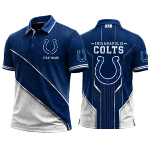 Indianapolis Colts Men’s Button Short Sleeve Polo Bottom Slit 2026 Limited Customize Name