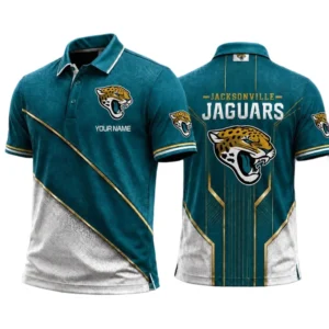 Jacksonville Jaguars Men’s Button Short Sleeve Polo Bottom Slit 2026 Limited Customize Name