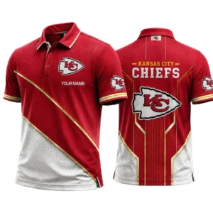 Kansas City Chiefs Men’s Button Short Sleeve Polo Bottom Slit 2026 Limited Customize Name