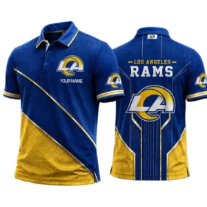 Los Angeles Rams Men’s Button Short Sleeve Polo Bottom Slit 2026 Limited Customize Name