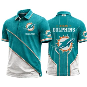 Miami Dolphins Men’s Button Short Sleeve Polo Bottom Slit 2026 Limited Customize Name