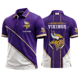Minnesota Vikings Men’s Button Short Sleeve Polo Bottom Slit 2026 Limited Customize Name