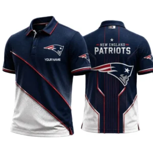 New England Patriots Men’s Button Short Sleeve Polo Bottom Slit 2026 Limited Customize Name