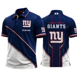 New York Giants Men’s Button Short Sleeve Polo Bottom Slit 2026 Limited Customize Name