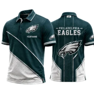 Philadelphia Eagles Men’s Button Short Sleeve Polo Bottom Slit 2026 Limited Customize Name