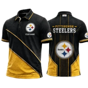 Pittsburgh Steelers Men’s Button Short Sleeve Polo Bottom Slit 2026 Limited Customize Name
