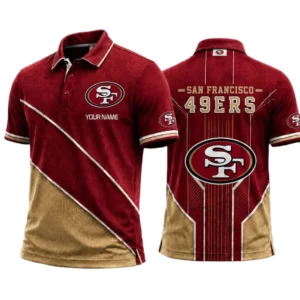San Francisco 49ers Men’s Button Short Sleeve Polo Bottom Slit 2026 Limited Customize Name