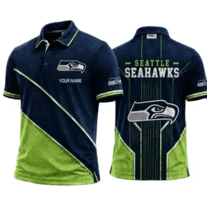 Seattle Seahawks Men’s Button Short Sleeve Polo Bottom Slit 2026 Limited Customize Name