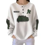Athletics Women’s Waffle Knit Button Front Long Sleeve Shirt Personalize Name