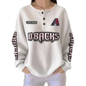 Arizona Diamondbacks Women’s Waffle Knit Button Front Long Sleeve Shirt Personalize Name