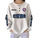 Chicago Cubs Women’s Waffle Knit Button Front Long Sleeve Shirt Personalize Name