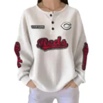 Cincinnati Reds Women’s Waffle Knit Button Front Long Sleeve Shirt Personalize Name