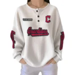 Cleveland Guardians Women’s Waffle Knit Button Front Long Sleeve Shirt Personalize Name