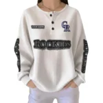 Colorado Rockies Women’s Waffle Knit Button Front Long Sleeve Shirt Personalize Name