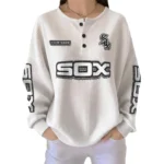 Chicago White Sox Women’s Waffle Knit Button Front Long Sleeve Shirt Personalize Name