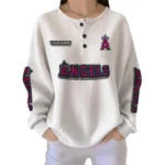 Los Angeles Angels Women’s Waffle Knit Button Front Long Sleeve Shirt Personalize Name
