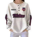 Minnesota Twins Women’s Waffle Knit Button Front Long Sleeve Shirt Personalize Name