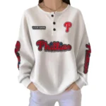 Philadelphia Phillies Women’s Waffle Knit Button Front Long Sleeve Shirt Personalize Name