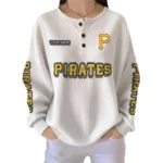 Pittsburgh Pirates Women’s Waffle Knit Button Front Long Sleeve Shirt Personalize Name