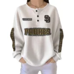 San Diego Padres Women’s Waffle Knit Button Front Long Sleeve Shirt Personalize Name