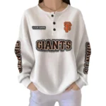 San Francisco Giants Women’s Waffle Knit Button Front Long Sleeve Shirt Personalize Name