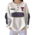 Texas Rangers Women’s Waffle Knit Button Front Long Sleeve Shirt Personalize Name