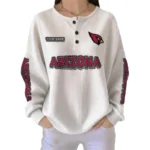 Arizona Cardinals Women’s Waffle Knit Button Front Long Sleeve Shirt Personalize Name