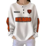 Chicago Bears Women’s Waffle Knit Button Front Long Sleeve Shirt Personalize Name