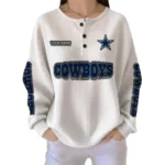 Dallas Cowboys Women’s Waffle Knit Button Front Long Sleeve Shirt Personalize Name