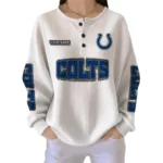 Indianapolis Colts Women’s Waffle Knit Button Front Long Sleeve Shirt Personalize Name