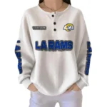 Los Angeles Rams Women’s Waffle Knit Button Front Long Sleeve Shirt Personalize Name