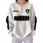 Las Vegas Raiders Women’s Waffle Knit Button Front Long Sleeve Shirt Personalize Name