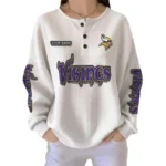 Minnesota Vikings Women’s Waffle Knit Button Front Long Sleeve Shirt Personalize Name