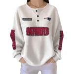 New England Patriots Women’s Waffle Knit Button Front Long Sleeve Shirt Personalize Name