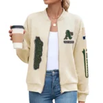 Athletics Women’s Textured Bomber Jacket Stand Collar Full Zip Outerwear Personalize Name