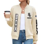 Chicago White Sox Women’s Textured Bomber Jacket Stand Collar Full Zip Outerwear Personalize Name