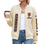 San Francisco Giants Women’s Textured Bomber Jacket Stand Collar Full Zip Outerwear Personalize Name