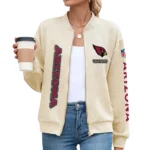 Arizona Cardinals Women’s Textured Bomber Jacket Stand Collar Full Zip Outerwear Personalize Name