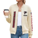 Atlanta Falcons Women’s Textured Bomber Jacket Stand Collar Full Zip Outerwear Personalize Name